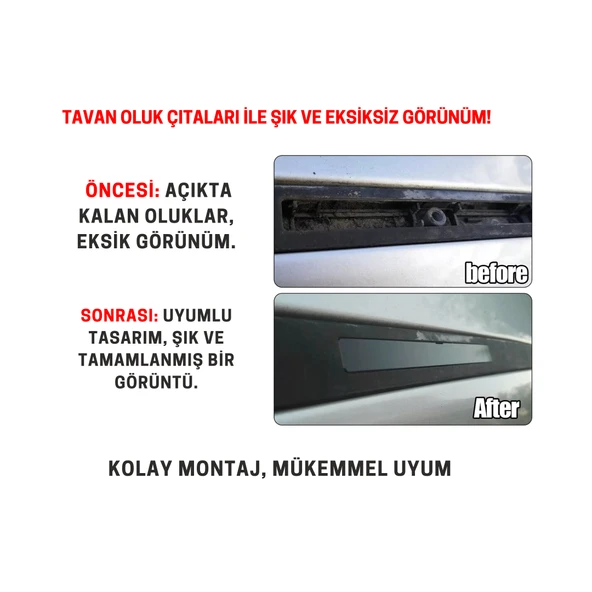 Opel Astra H 4'lü Ön Arka Tavan Oluk Çıta Kapakları Siyah - 4