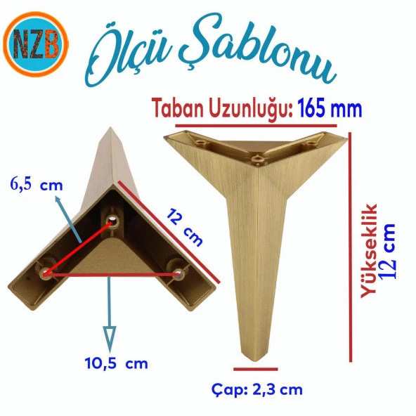 Mobilya Kanepe Çekyat Sehpa TV Ünitesi Baza Koltuk Ayağı Çekyat Renk Sarı Altın Eskitme 12 cm Ayak - Resim 2