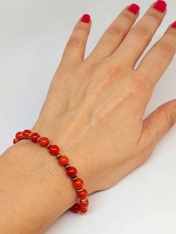 Mercan Taşı 6mm Tasarım Bileklik (47114) ürün görseli