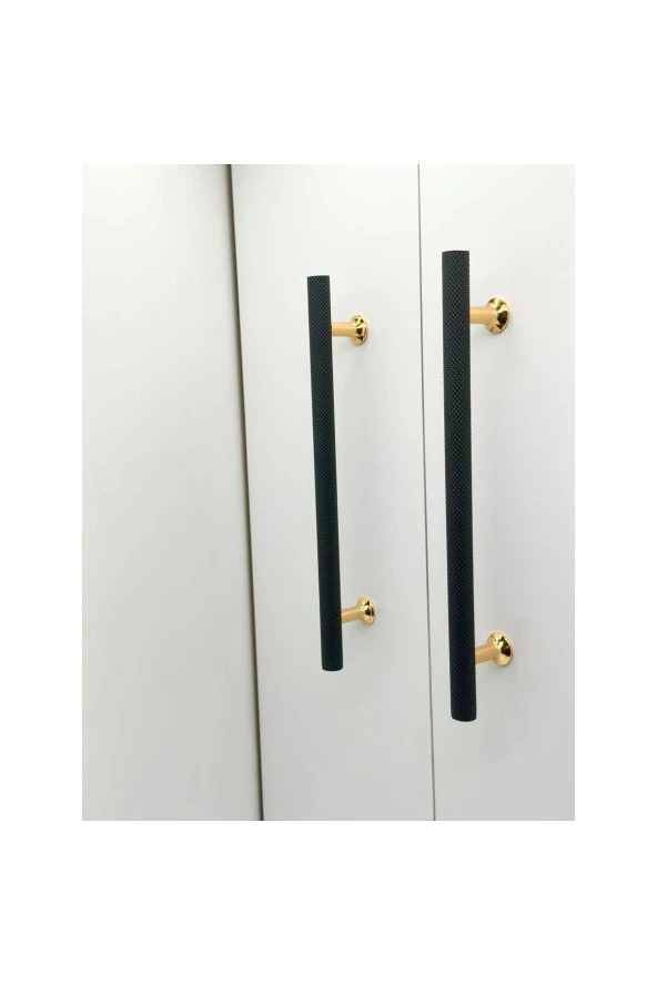 Mobilya Dolap Kulpu Mutfak Çekmece Kulpu Çizgili Dal Siyah Gold 160 mm ( 16 Cm ) 5 Adet - 3