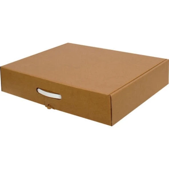 50x40x10cm Kulplu Çift Oluklu Kilitli Kutu - Kraft - 1