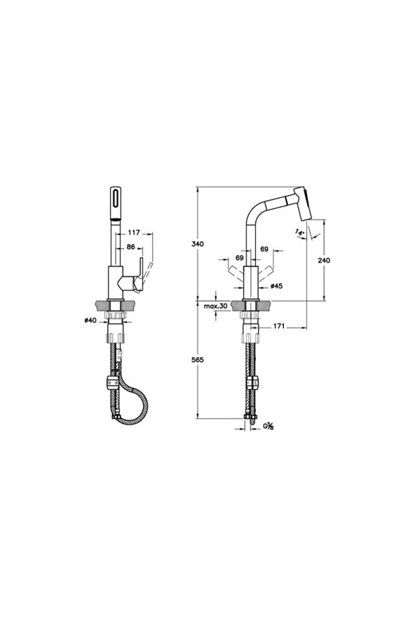 Artema Maestro Pull-out Eviye Mutfak Bataryası, Krom A42146 - 6
