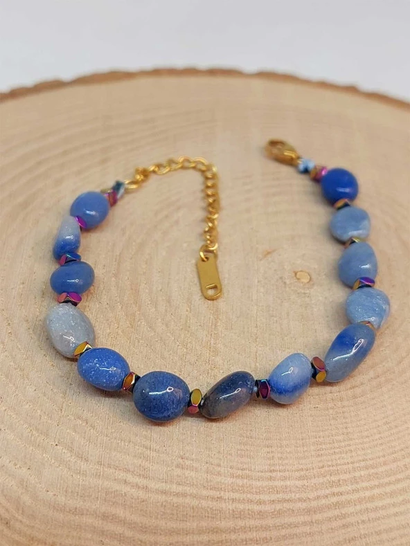 Mavi Aventurin Taşı Tasarım Bileklik (47120) - Resim 3