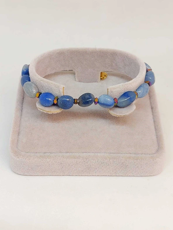 Mavi Aventurin Taşı Tasarım Bileklik (47120) - Resim 2