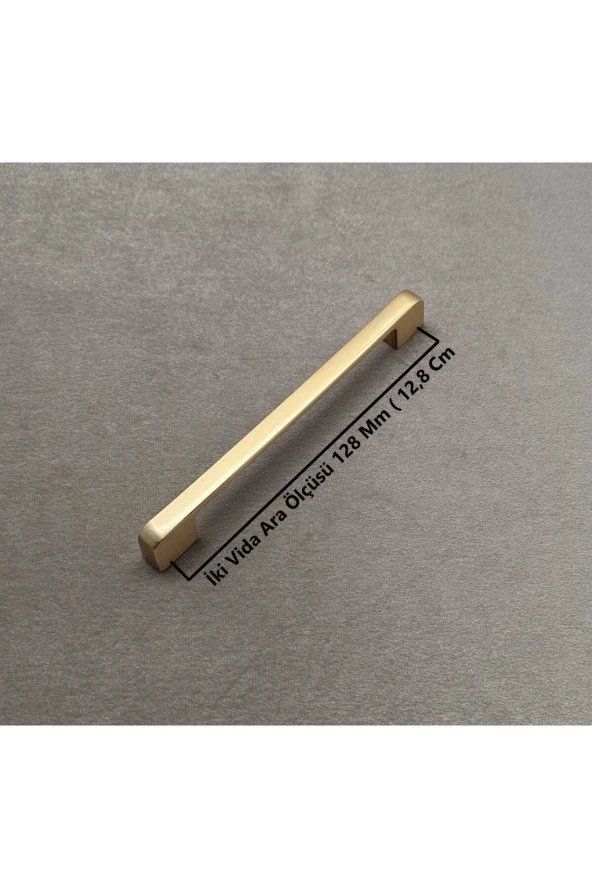 Arel Mat Altın Tv Ünitesi Vestiyer Yatak Odası Mutfak Dolap Çekmece Kulpu 128 mm 12,8 cm 5 Adet - Resim 2