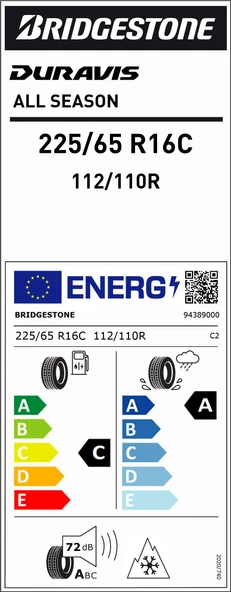 Bridgestone 225/65R16 C 112/110R Duravis A/S M+S C-A-72 4 Mevsim Hafif Ticari Lastiği (Üretim Yılı: 2023) - 3