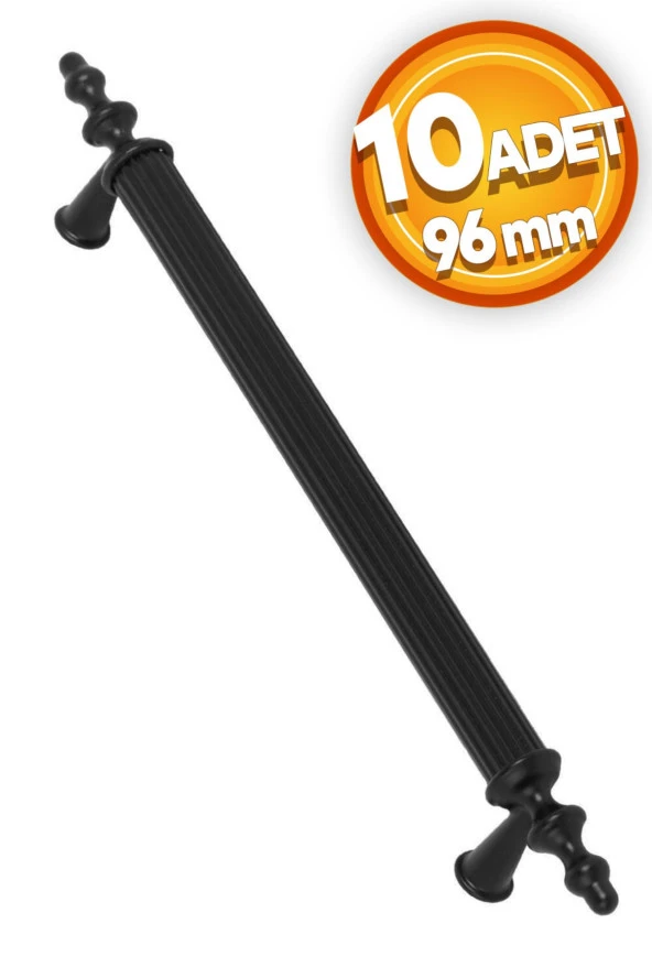Lüx Ovacık Çekmece Dolap Kapak Kulpu Kulbu 96 mm Mat Siyah Metal Kulp 10 Adet