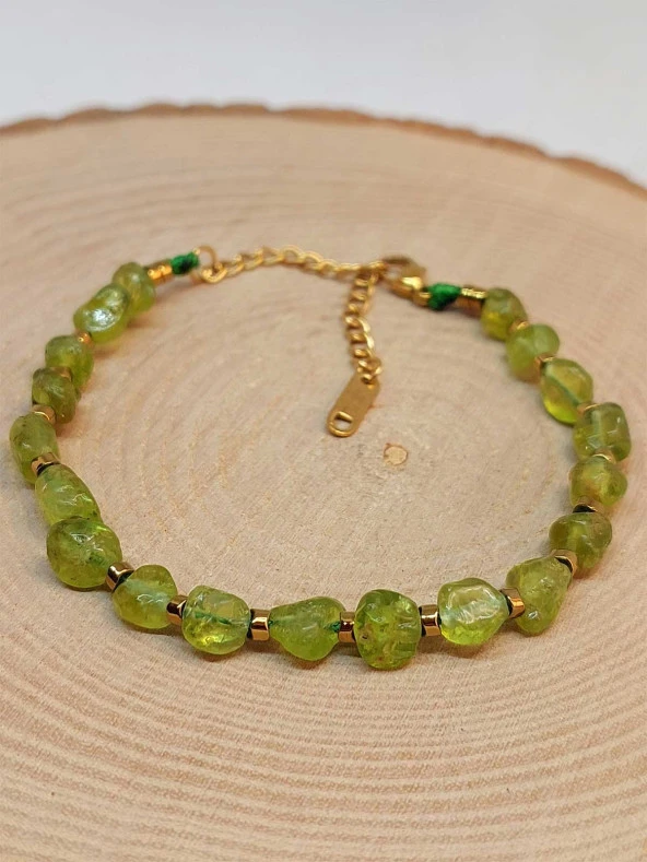 Peridot (Zebercet) Taşı Tasarım Bileklik (47122) - Resim 3