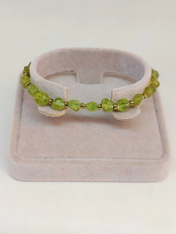 Peridot (Zebercet) Taşı Tasarım Bileklik (47122) - Resim 2