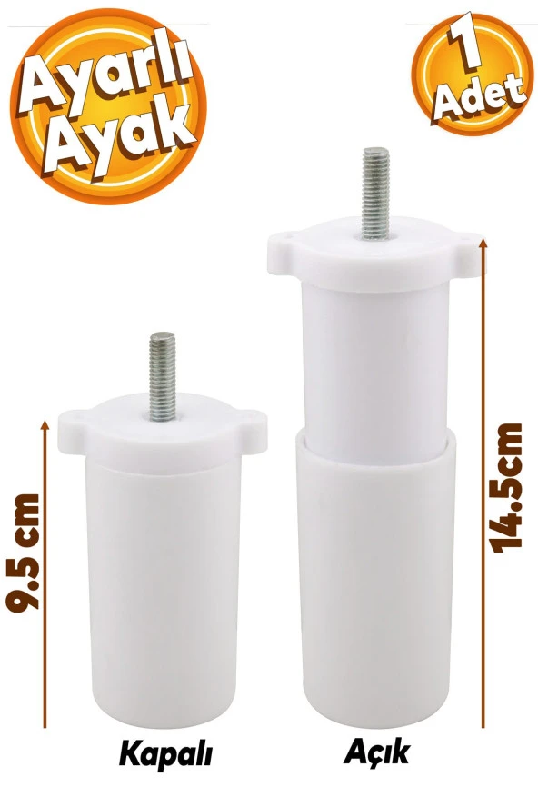 Gizli Mobilya Kanepe Sehpa Tv Ünitesi Koltuk Orta Destek Ayağı Ayarlanabilir 9.5 Cm Beyaz Baza Ayak