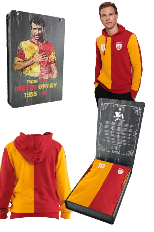 Galatasaray Orijinal Metin Oktay Kapüşonlu Sweat Hediyelik Ahşap Kutulu ürün görseli 1