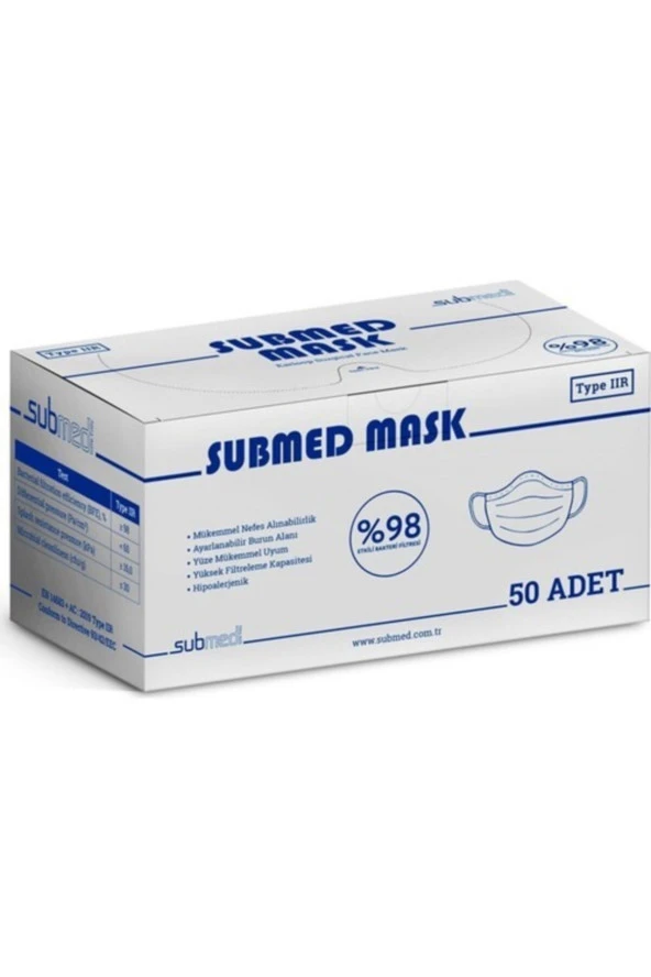 SUBMED Easy Cerrahi Maske 2500 Adet Mavi - Koli - 1