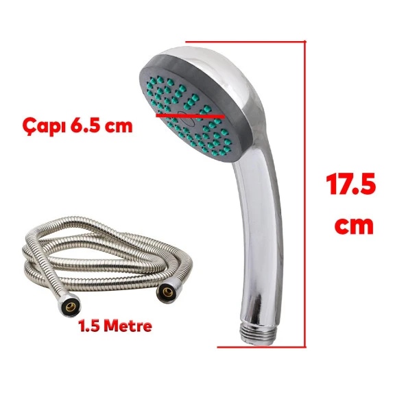 Duş Seti Spiral Fişkiye Banyo Duş Başlığı Set Fiskiyesi Telefonu Yuvarlak Klasik Başlık FiskiyeMetal Hortum - 2
