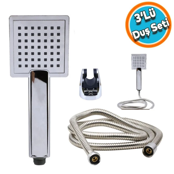 Duş Seti Fişkiye Spiral Banyo Duş Başlığı Set Fiskiyesi Telefonu Kare Klasik Başlık Fiskiye Metal Hortum ürün görseli 1