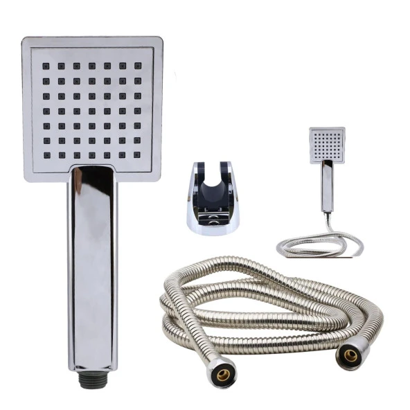 Duş Seti Fişkiye Spiral Banyo Duş Başlığı Set Fiskiyesi Telefonu Kare Klasik Başlık Fiskiye Metal Hortum - 3