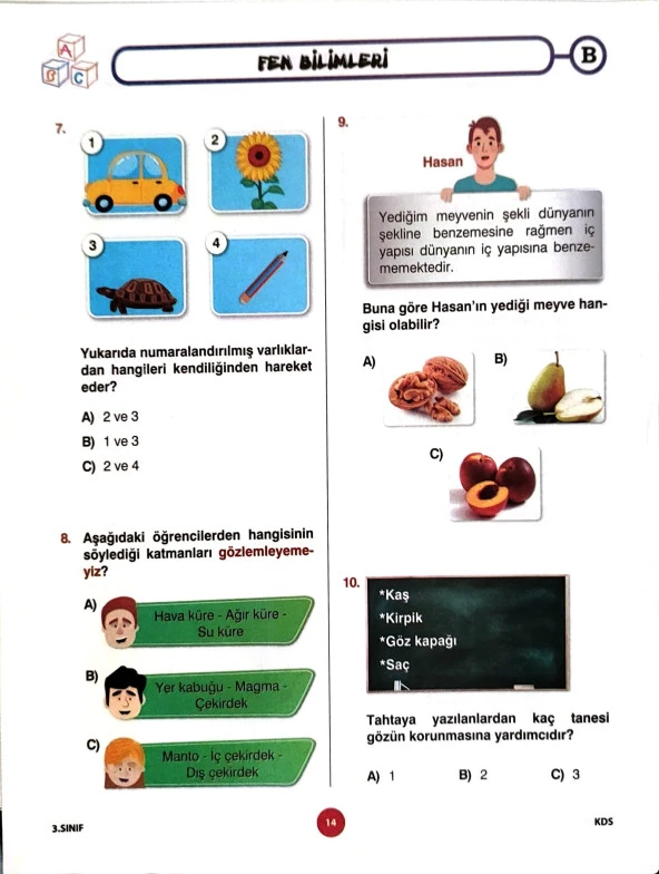 3.Sınıf Deneme Sınavı - 4 Kitapcık - 3