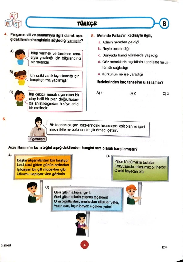 3.Sınıf Deneme Sınavı - 4 Kitapcık - 4