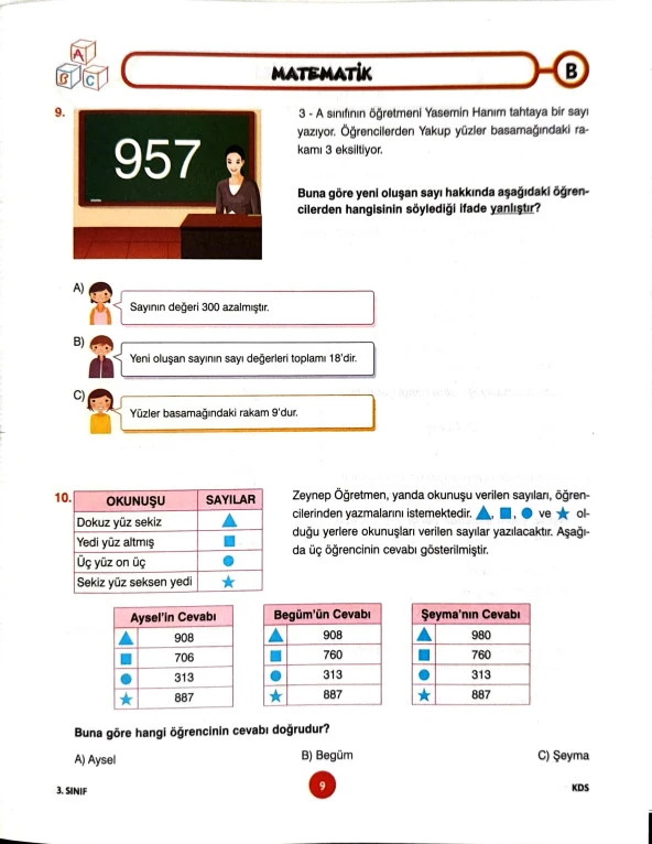 3.Sınıf Deneme Sınavı - 4 Kitapcık - 6