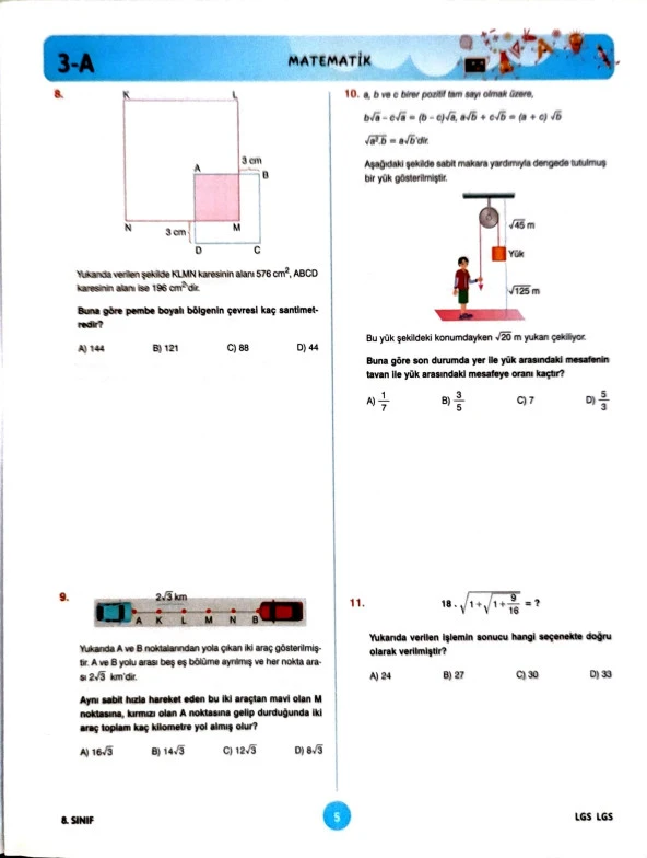 8.Sınıf LGS Deneme Sınavı - Sayısal Bölüm - 4 Kitapcık - 3