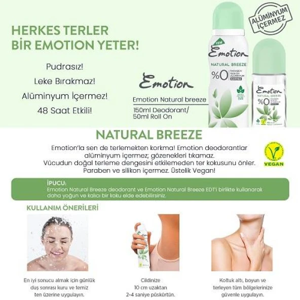 Emotion Natural Breeze 2'li Kadın Deodorant 2 x 150 ml - Resim 2