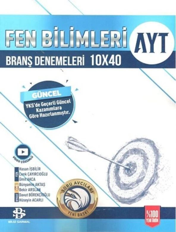 BİLGİ SARMAL YAYINLARI YKS AYT 10 LU FEN BİLİMLERİ DENEME 2024