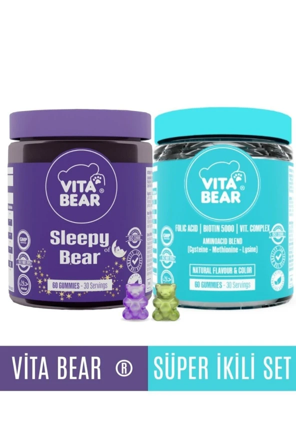 Vitabear Sleepy Bear 60 Adet + Strong Hair 60 Adet