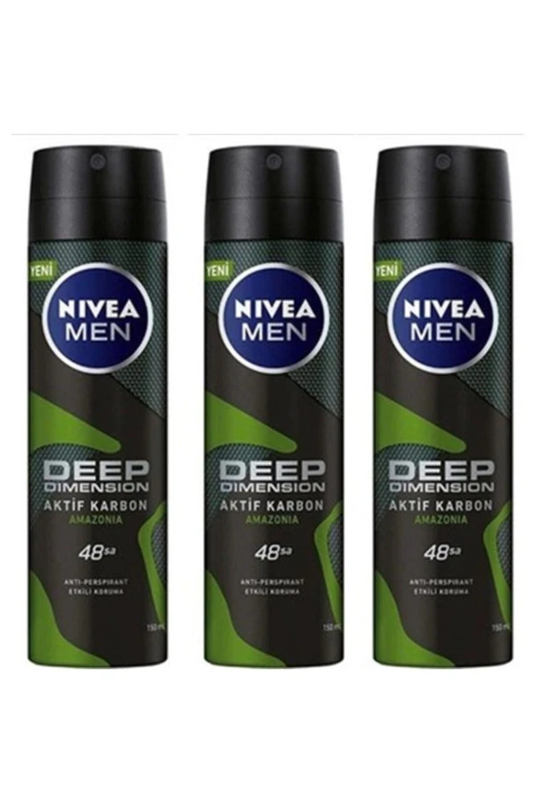 Nivea 3 Adet Deo 150 ml Deep Dimension Amazonia Erkek