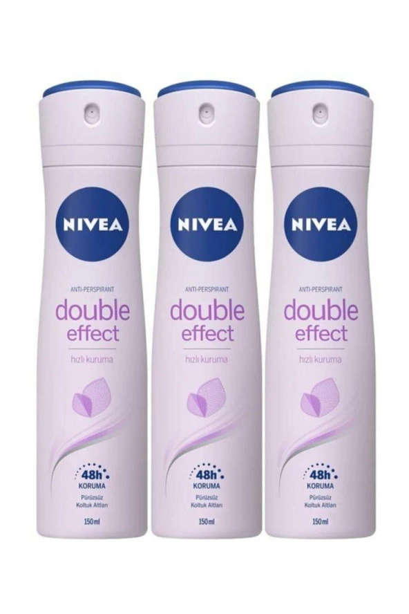 Nivea Woman Double Effect Hızlı Kuruma 48h Koruma Pürüzsüz Koltuk Altları Kadın Deodorant X 3 Adet