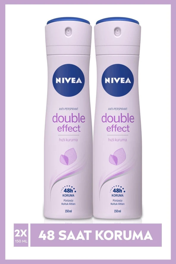 Nivea Kadın Sprey Deodorant Double Effect Mor Düşler 150 Ml X2 Adet,48 Saat Koruma,Pürüzsüz Koltukaltı - 2