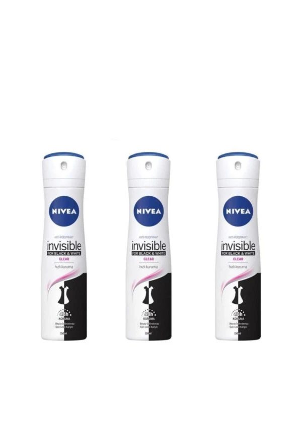 Nivea Invisible Black And White Clear Kadın Deodorant 150 Ml (3 Adet)