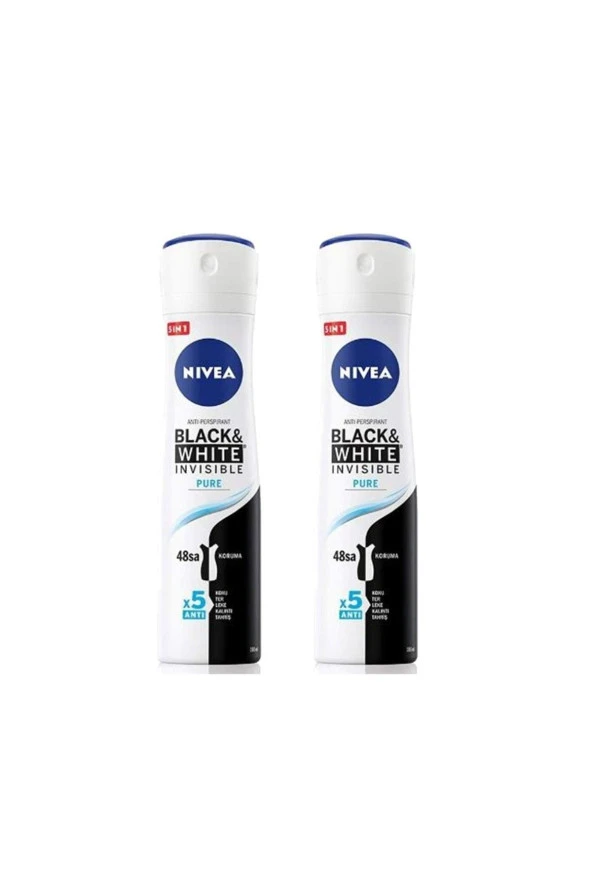 Nivea 2 Adet Invisible Black & White Pure Kadın Deodorant Sprey 150 Ml