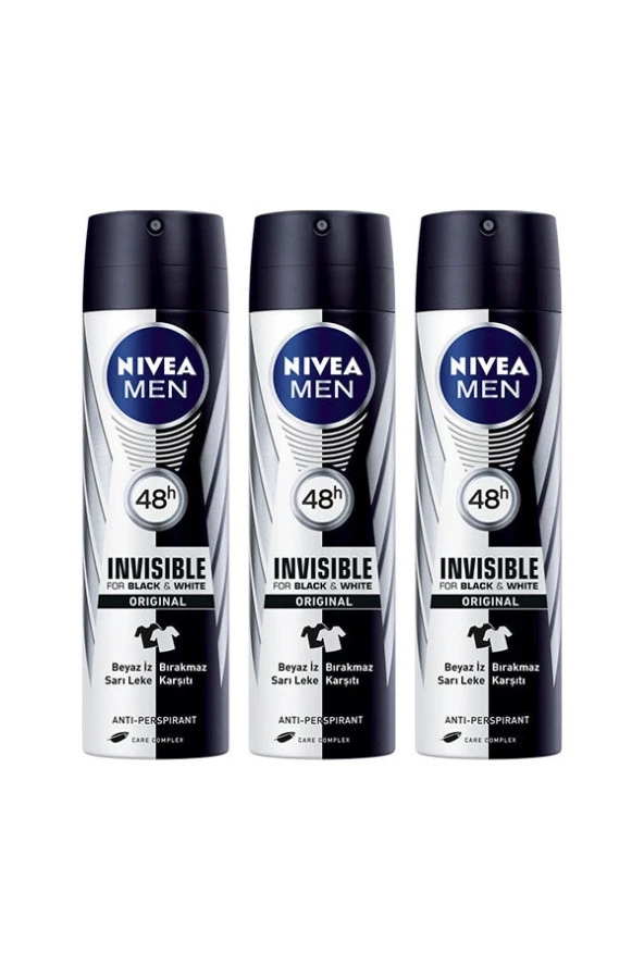 Nivea Men Invisible Black & White 150 ml Deodorant X 3