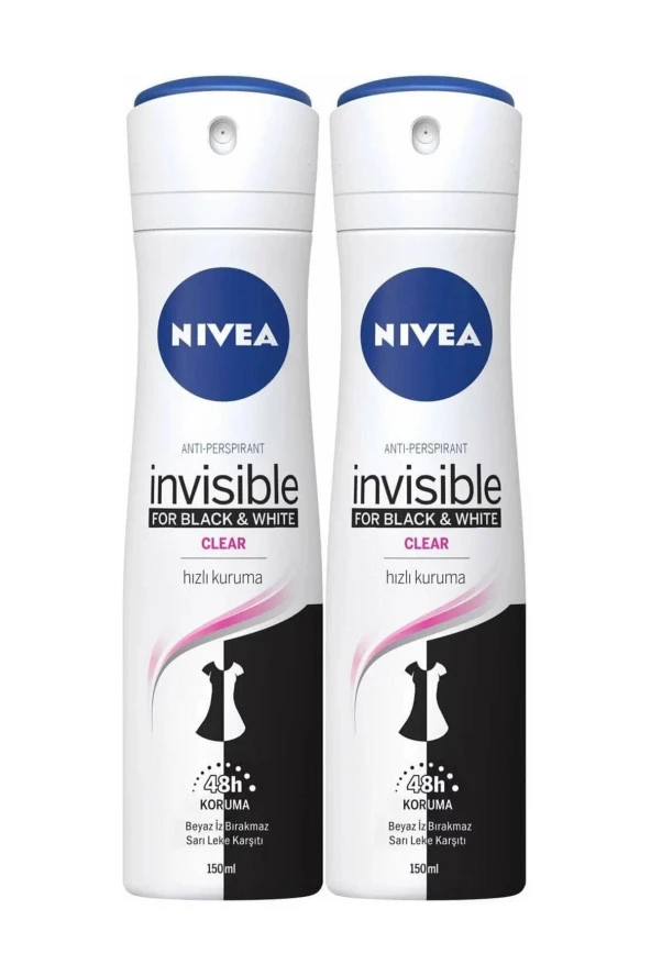 Nivea Invısıble Black&whıte Sprey Deodorant 150 ml Kadın 2'li Avantaj Paketi