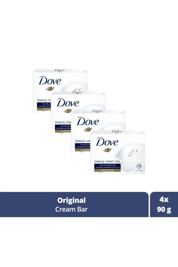 Dove Beauty Cream Bar Katı Güzellik Sabunu Original Nemledirici Etkili 90 G X4 Adet