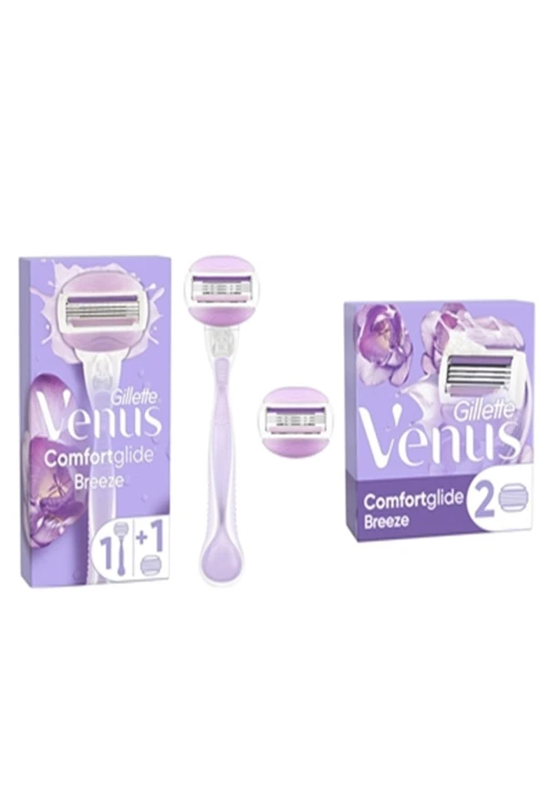 Gillette Venus Comfort Glide Breeze Tıraş Makinesi 2 Yedek Başlık + Breeze 2li Yedek Başlık