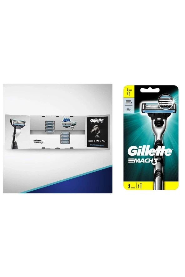 Gillette Mach3 8'li Yedek Tıraş Bıçağı + Mach3 Tıraş Makinesi 2 Yedekli
