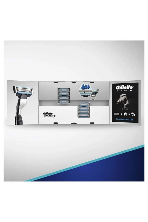 Gillette Mach3 Yedek Tıraş Bıçağı 8'li (karton Paket) + Mach3 Tıraş Makinesi 1 Yedekli - 3