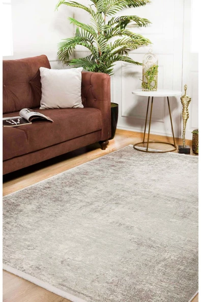 Modern Bej Dijital Baskı Hipoalerjenik Kaymaz Taban Halı Yolluk HA106 - Resim 5