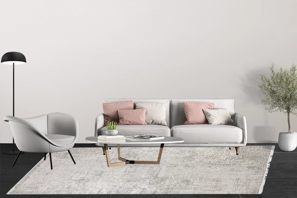 Modern Bej Dijital Baskı Hipoalerjenik Kaymaz Taban Halı Yolluk HA106 - Resim 3