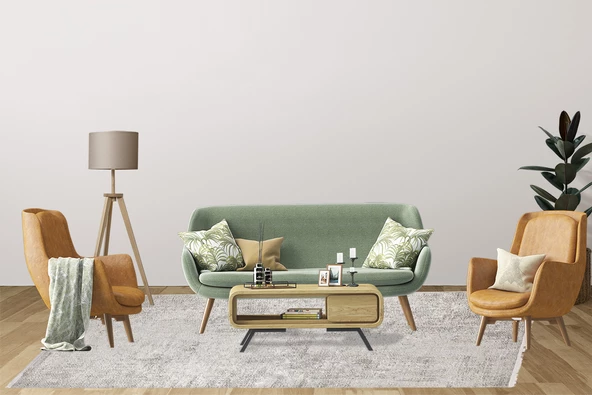 Modern Bej Dijital Baskı Hipoalerjenik Kaymaz Taban Halı Yolluk HA106 - Resim 2