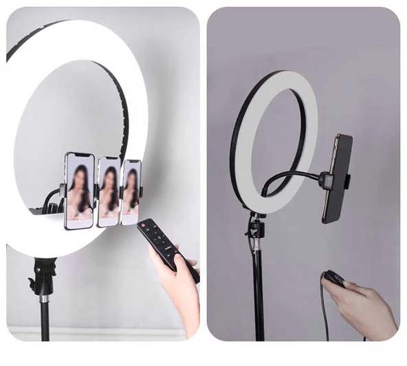 Ring Light Youtuber Tictok Makyaj Işıklı Telefon Tutucu 54cm Foldable + 2.2m Tripod - 3