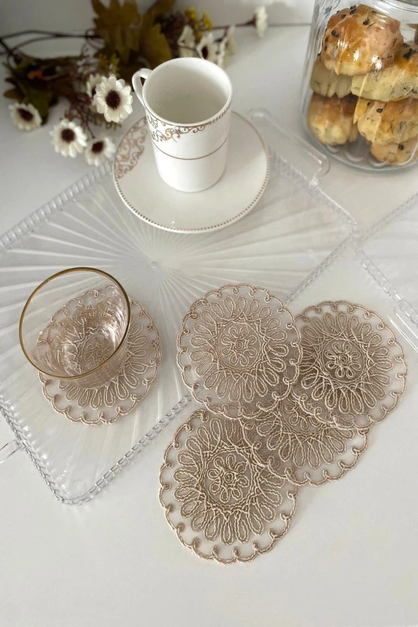 Model Havana | 6 Adet Fincan Yanı Sunum Peçetesi - Cappuccino Kokteyl Peçetesi - Resim 2