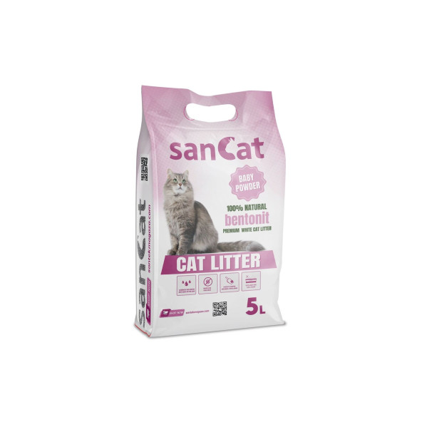 Sancat Bebek Pudra Kokulu 5 Lt Kedi Kumu, Açık Kedi Tuvaleti, Koku Giderici Toz - 3