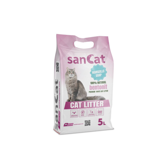 Sancat Marsilya Sabunu Kokulu 5 Lt Kedi Kumu, Açık Kedi Tuvaleti, Koku Giderici Toz - 2
