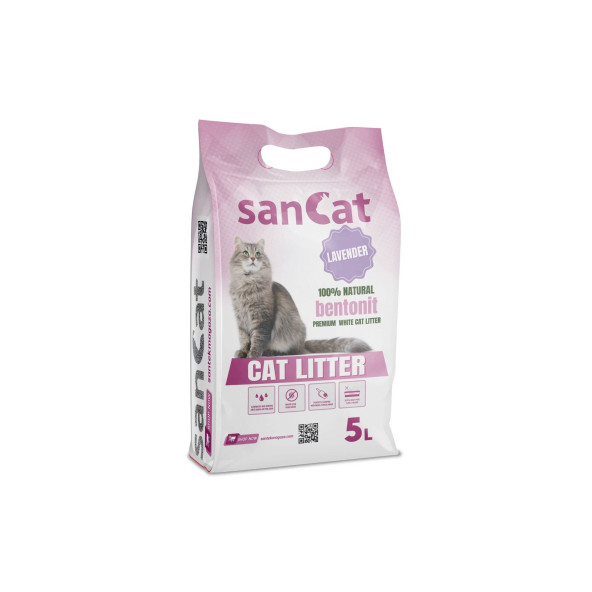 Sancat Lavanta Kokulu 5 Lt Kedi Kumu, Açık Kedi Tuvaleti, Koku Giderici Toz - 2