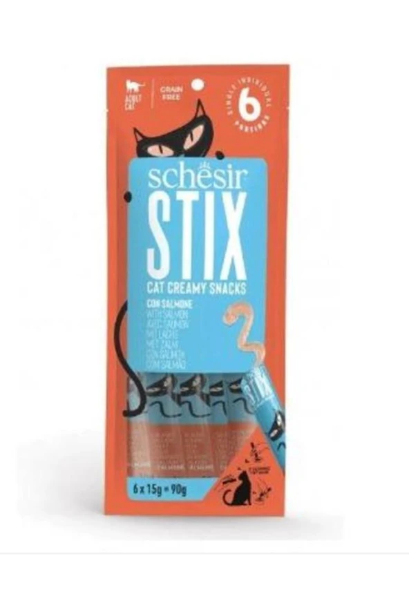 Schesir Cat Stix Somon Balıklı Krema Kedi Ödülü 6x15gr