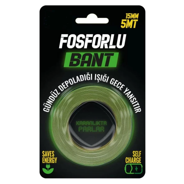 Yapışkanlı Fosforlu Bant 15mm X 5mt