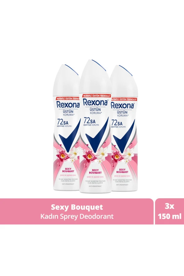 Kadın Sprey Deodorant Sexy Bouquet Ter Kokusuna Karşı Koruma 150 Ml X3 Adet