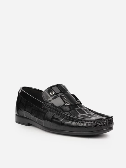 Pierre Cardin 25104 Loafer Rugan Deri Önü Tokalı Siyah Günlük Erkek Ayakkabı - 2