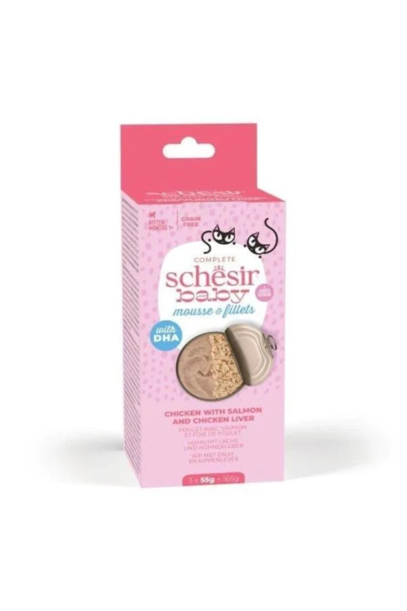 Schesir Babycat Somon ve Tavuk Ciğerli Yavru Kedi Konservesi 3x55gr